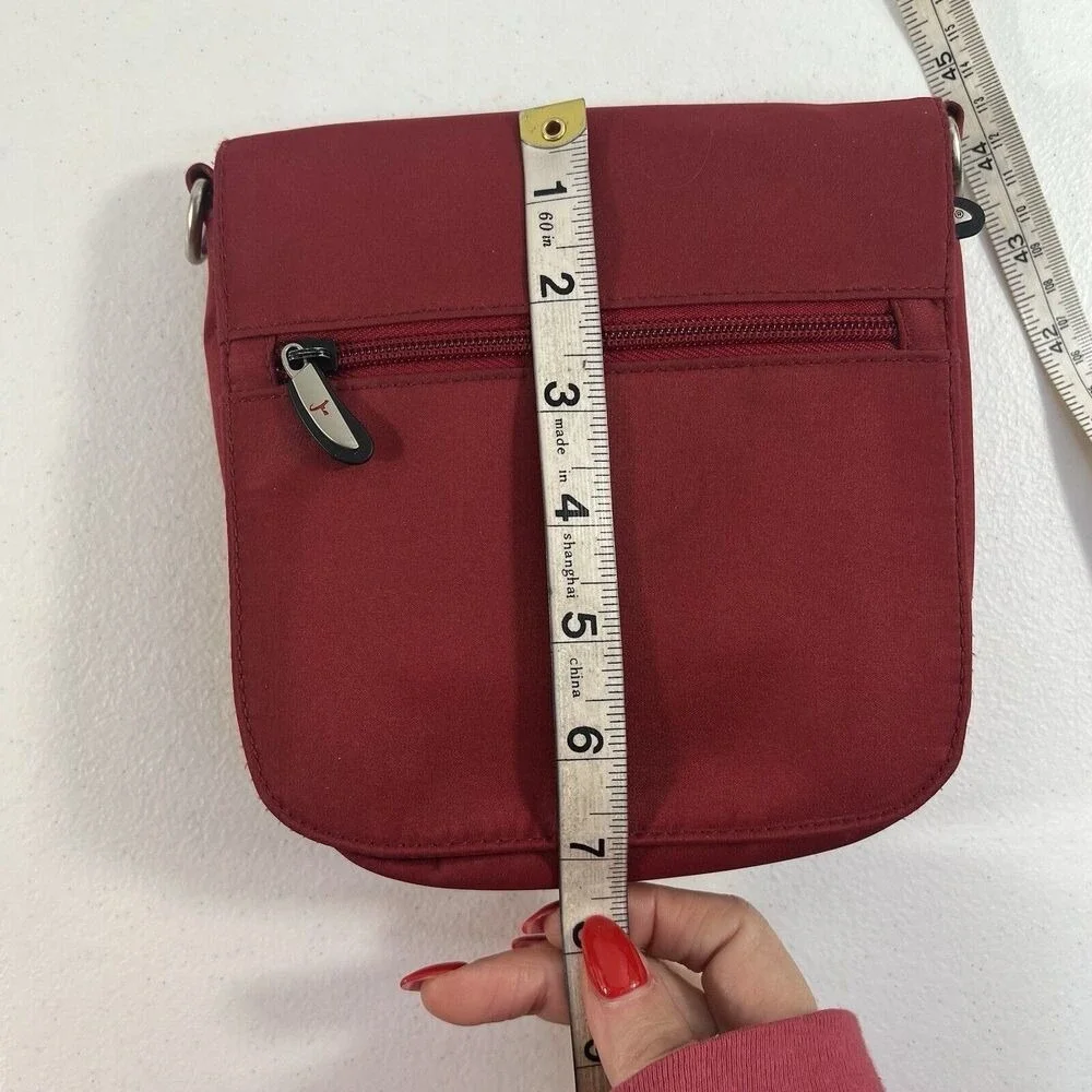 Travelon Crossbody‎ Convertible Waist Belt Bag Polyester Zip Pocket Travel Red
